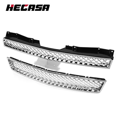 Chrome Grille For Chevy Tahoe/Suburban LTZ 1500 2500 2007-2013 14 Upper Lower - Image 1 of 4