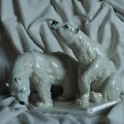11" Big Antique ENS Polar Bear Ice White Snow German Porcelain Figure Old Nature