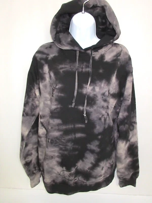 Women's Size 4 BOOHOO Black And Gray Tie Dye Hooded Sweatshirt Hoodie - Image 1 of 4