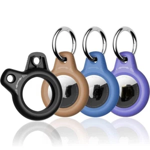 SUPFINE Supporto per AirTag, Confezione da 4, Custodia con Portachiavi, Nero/Blu/Marrone/Viola - Foto 1 di 5