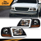Fit For 97-04 F150 Expedition Clear Led Headlights & Corner Parking Lights Black