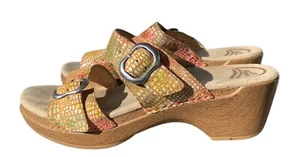 Sandalias de cuero Dansko Sophie Slide color tostado con estampado de piel de serpiente para mujer 7,5 39 2 correas - Imagen 1 de 5