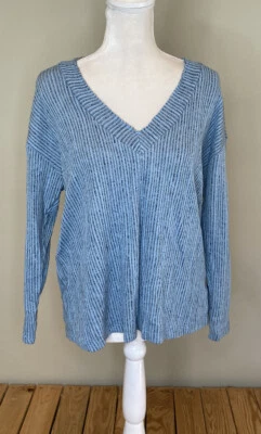 lush NWOT women’s v neck pullover sweater size S Blue P3 - Image 1 of 4