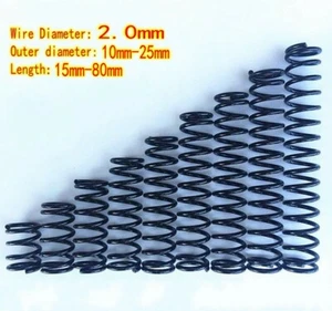 10pcs Compression Spring Pressure Spring steel Wire Dia 2mm Length 15m-80mm - Picture 1 of 5