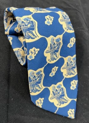 Vintage 1960s Sears Snapper Wide Neck Tie Clip On Necktie Ugly Loud Blue Couple - Image 1 of 4