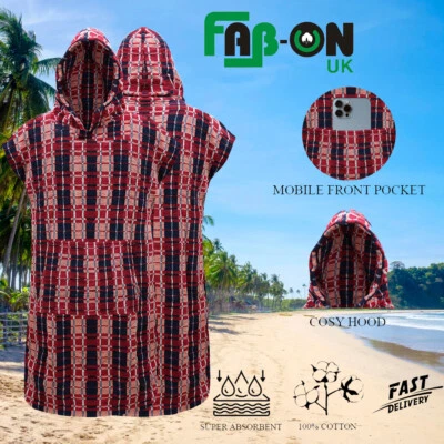 Mexican Poncho Towel Hooded Changing Robe Bath Robe Unisex Adult Beach Swimming - Image 1 of 4