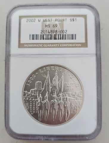 1802-2002 W $1 SILVER NGC MS69 WEST POINT MINT DOLLAR 90% COIN BICENTENNIAL Cover