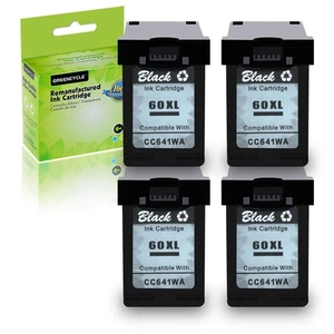 4 szt. czarny wkład atramentowy 60XL 60 XL DO HP DeskJet D1620 D1668 D2530 D2560 D2568 - Zdjęcie 1 z 10