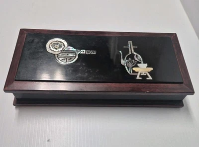 Antique Lacquer Tea Box w Inlay Abalone & Mother Of Pearl c.1950  - Image 1 of 4