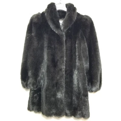Vintage Jordache Faux Fancy Fur Coat Sz 12 Black Made in USA Soft Luxury Cruella - Image 1 of 4