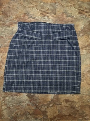 ModCloth Navy Preppy Plaid Academia Tweed Mini Skirt Size M - Image 1 of 4