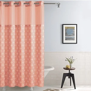Hookless Coral Prism Print Shower Curtain 71" X 74" W/PEVA Liner [G3R] - Picture 1 of 5