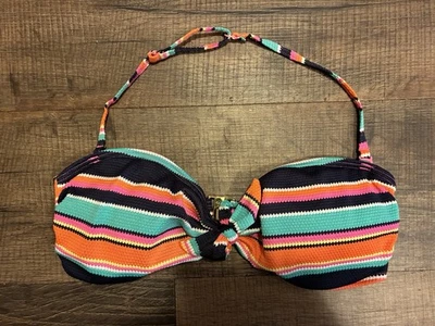 Women's Retro Striped Removable Pads Adjustable Halter Bikini Swim Top Multi 14 - Image 1 of 4