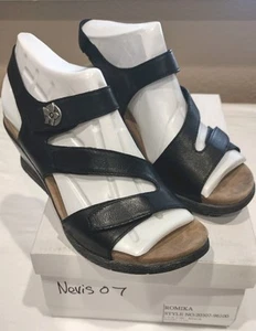Romika Women's Nevis Black Leather Sandals Size 37 NEW - Picture 1 of 13
