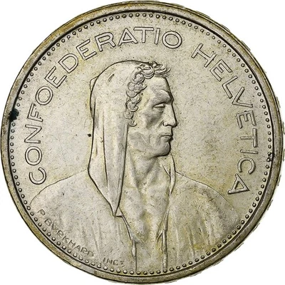 [#132082] Switzerland, 5 Francs, Herdsman, 1966, Bern, Silver, AU - Image 1 of 2