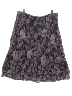 Falda de seda talla 14 (cintura 30") Chapter Club púrpura con volantes dobladillo en capas floral boho Foto 1 de 4