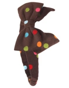 GYMBOREE WINTER CHEER BROWN w/ COLOR DOTS BOW CORDUROY HEADBAND NWT - Picture 1 of 1