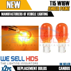 2 x 921A 12V 21W Amber Capless Indicator ORANGE Wedge T15 Light Bulbs W2.1x9.5D - Picture 1 of 3