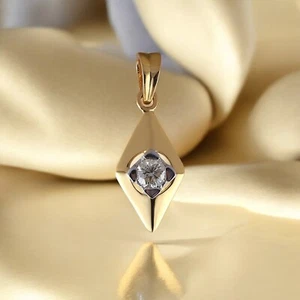 Colgante de prisma unisex de diamantes brillantes redondos de 0,25 quilates con certificación GIA de oro de 14 quilates - Imagen 1 de 3