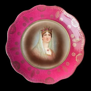 Placa de gabinete retrato de arándano y oro RS Prusia 12"" Schwartzburg 1904-1924 - Imagen 1 de 9