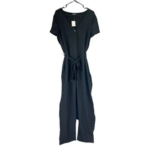 J. Crew Jumpsuit Women's 14 Black Flutter Sleeve Belted V-Neck NWT $108 - Picture 1 of 4