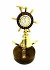 Cloche à sonnerie de table maritime en laiton brillant avec horloge à roue - décoration