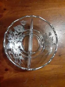 Plato de caramelo/nueces vintage Silver City Glass Co. Flandes con superposición de plata - Imagen 1 de 6
