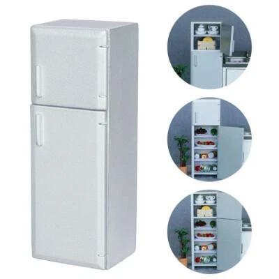 1/12 Maison de Poupée Miniature Réfrigérateur Réfrigérateur Meuble Cuisine en Bois - Photo 1/4