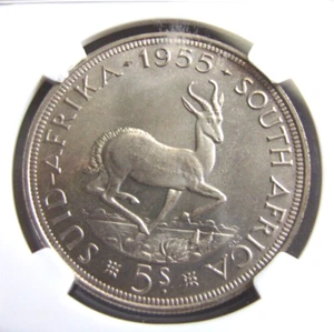 South Africa KM52 5 Shillings 1955 NGC PL 67. Delicately toned Gem. - Picture 1 of 3