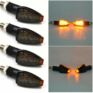 4x Smoke 14 LED Motorcycle Turn Signal Blinker light Indicator Amber Universal C - Picture 1 of 7