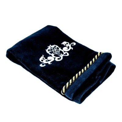Luxury Embroidered Fingertip Towels Kassa Fina Home Collection Black with Gold - Image 1 of 4