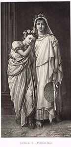 Velo de toga con impresión de novia de niños romanos Héctor Le Roux Frere et Saeur - Imagen 1 de 2