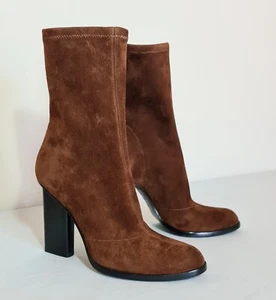 Brown Suede Pull On Ankle Boots Stiletto Heels EU 36.5 US 6.5 ALEXANDER WANG - Picture 1 of 17