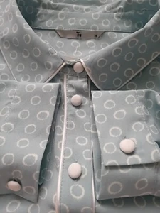 Ladies Lightweight Blouse Uk 16 Retro Vibes Collard Light Blue Button Front - Picture 1 of 15