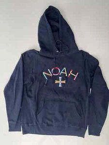 NOAH NYC Core Hoodie, Navy Blue with Multicoloured Embroidered Logo, Size M, VGC - Picture 1 of 6