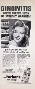 VINTAGE 1940s Print Ad ~ Forhan's Toothpaste ~for Massaging Gums, Cleaning Teeth - Picture 1 of 1