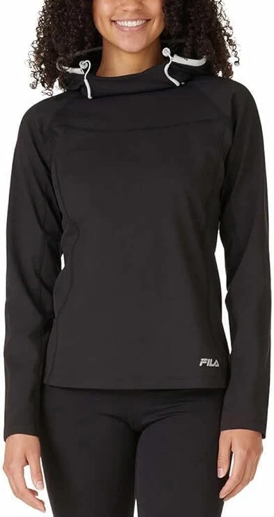 Fila Women's Funnel Neck Activewear Training Hoodie Pullover Black Size S