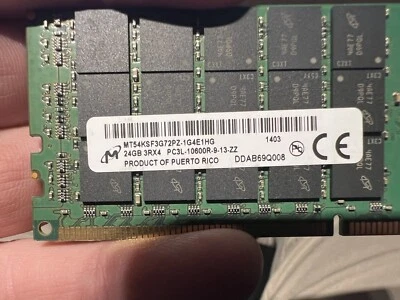 Micron 24GB 3Rx4 PC3L - 10600R - 09 - 12 - ZZZ - D4 - Server Memory - Image 1 of 2