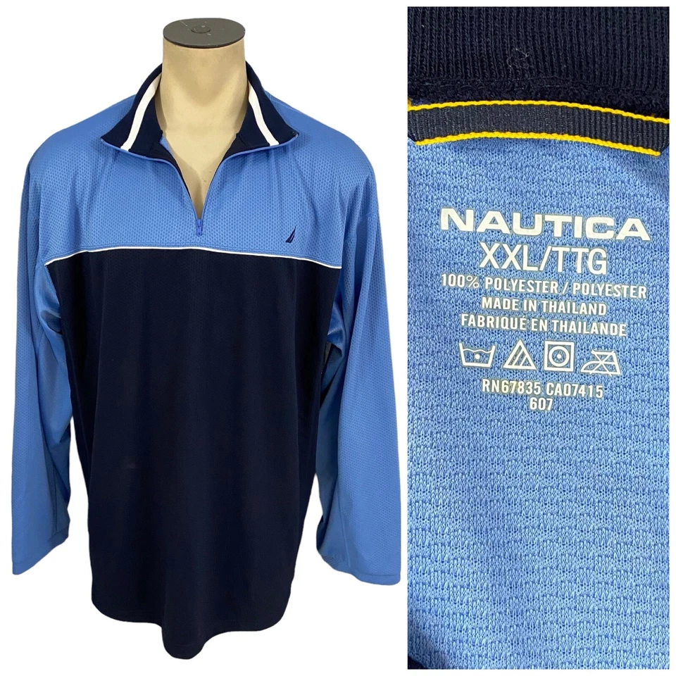 Camisa Nautica Para Hombres 2XL Azul Atlética Costera Atlética Preppy Trabajo Oficina Foto 1 de 4