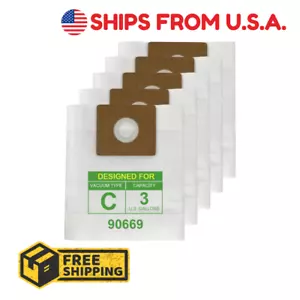 5 Pack 90669 Vacuum Filter Bags Type C,Compatible with Shop-Vac 3 Gallon Vacuums - Picture 1 of 12