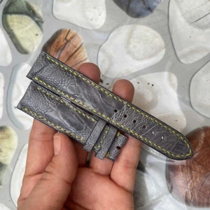 22mm/20mm Padded Gray Genuine OSTRICH Leg LEATHER SKIN WATCH STRAP BAND - Picture 1 of 9