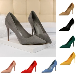 Tacones clásicos de gamuza zapatos de talla grande de corte liso boda amarillo fiesta - Imagen 1 de 67