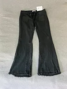 One X Oneteaspoon Le Cats Fox Black Size 30 Low Waist Slim Fit Wide Flare Leg - Picture 1 of 21