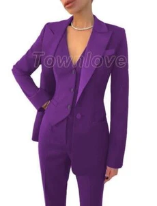 3 Pcs Womens Suits Set Wedding Pantsuits Formal Office Sets Coats Pants Vests - Picture 1 of 33