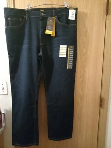 Mens Lee Regular Fit Jeans Straight Leg 42x30 Nwt Premium Stretch Dark Denim - Picture 1 of 5