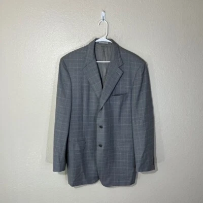 Blazer Canali Para Hombre 46 L Abrigo Deportivo Chaqueta Lana Cuadros Cuadros 3 Botones Italia Foto 1 de 4