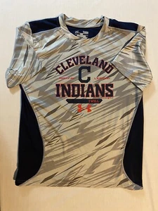 under armour t shirt Heatwear Loose Boys Size Large Cleveland Indians - Picture 1 of 4