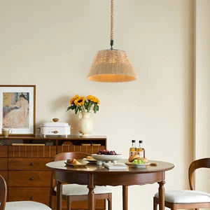 Vintage Light Hemp Rope Pendant Light Ceiling Hanging Light for Dining Room - Picture 1 of 18