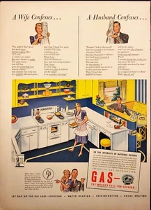 1942 American Gas Assoc Wife in Kitchen Appliances Mid Century WWII Print Ad - Picture 1 of 6