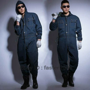 Herren Overall Denim Baumwolle dicke Anzüge Schweißeroverall Autoreparatur Overall - Bild 1 von 10